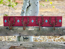 Load image into Gallery viewer, Distressed Red Horseshoe Coat Rack