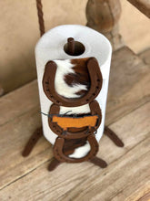 Load image into Gallery viewer, Cowhide Long Horn Paper Towel Holder