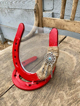 Load image into Gallery viewer, Red Horseshoe Earring Holder