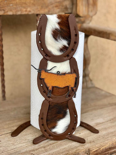 Cowhide Long Horn Paper Towel Holder