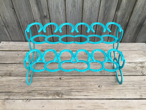 Turquoise Horseshoe Boot Rack- 6 Pairs of Boots