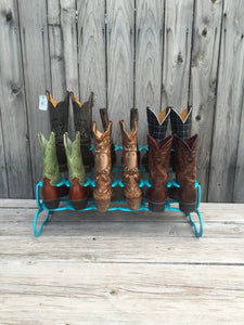 Turquoise Horseshoe Boot Rack- 6 Pairs of Boots