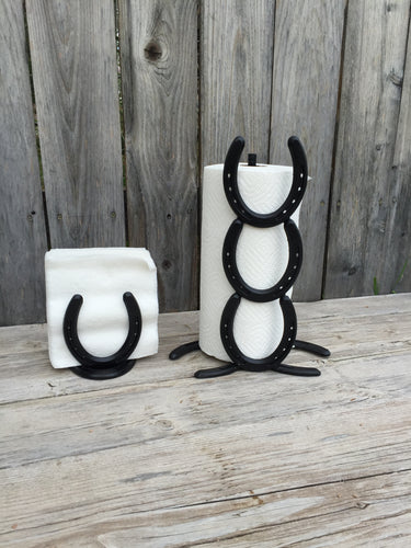 Rustic Kitchen Set,  Horseshoe Paper Towel Holder and Napkin Holder